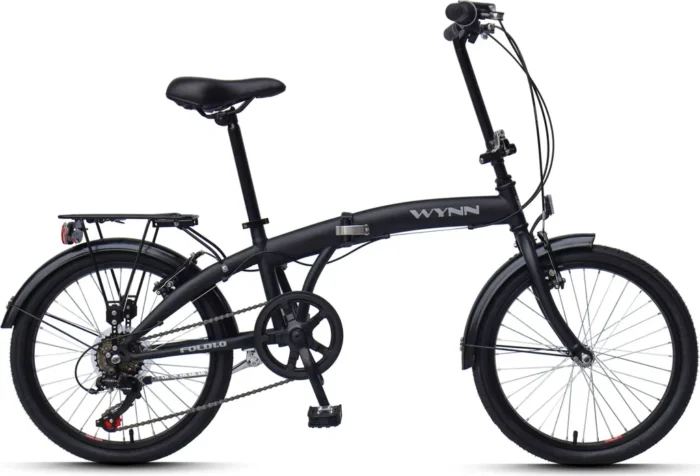WYNN Faltrad 20 Zoll FOLD1.0 schwarz Rahmenhöhe 27 cm Damen Herren Klapprad 6 Gänge V-Brake – Bild 1