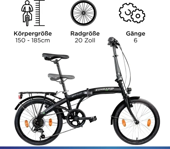 Zündapp ZF20 Speed Folder 20 Zoll Klapprad Faltrad Stadtrad Fahrrad faltbar Klappfahrrad StVZO – Bild 3