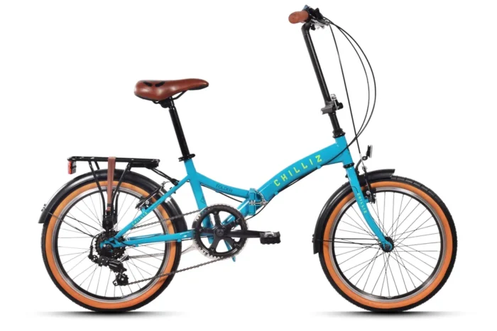 CHILLIZ Faltrad 20 Zoll FLD.01 türkis Rahmenhöhe 33 cm Damen Herren Klapprad 6 Gänge V-Brake – Bild 1