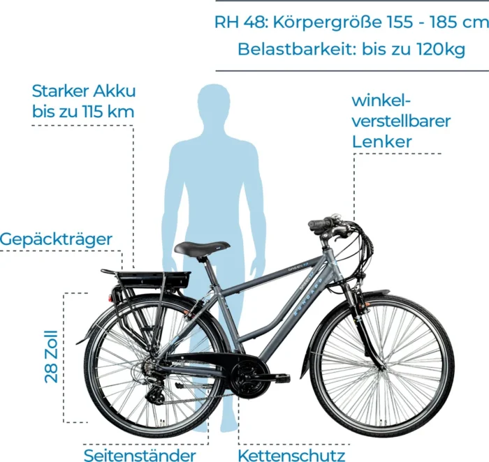 Zündapp Green 7.7 E-Bike Herren Trekkingrad 28 Zoll 155 - 185 cm mit 21 Gängen – Bild 2