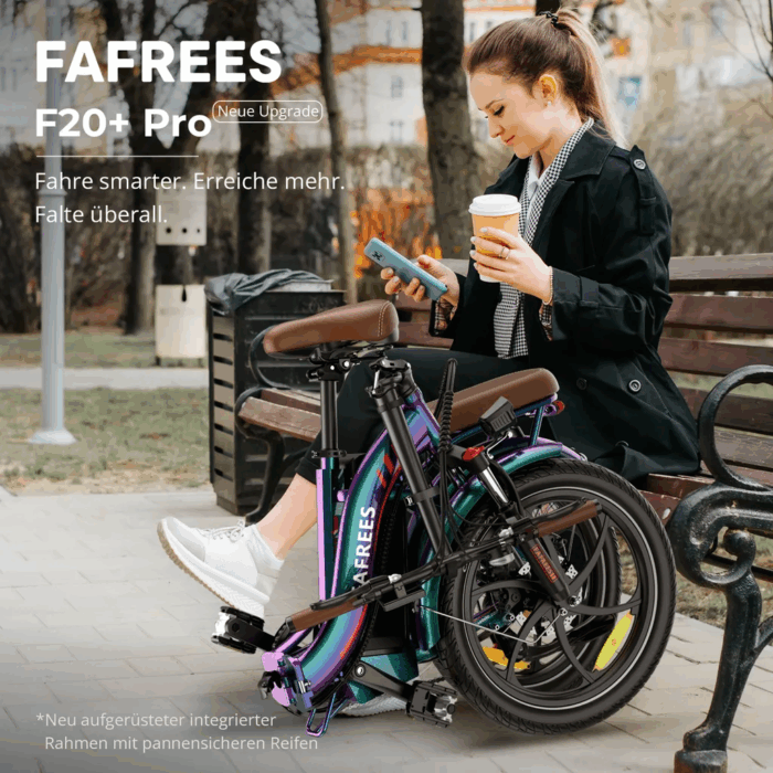 2025 20×3.0Zoll 22.5AH E-Bike Klappräder Elektrofahrrad Pedelec, elektrisches Faltrad 7-Gang City E-Bikes & E-Hollandräder 25 km/h Wasserdicht Schwarz – Bild 13