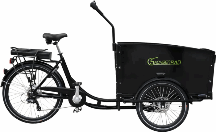 SachsenRAD E-Lastenrad T1 Grand Trunk, Flexible Transportbox mit Versteckter,Abschließbarer Box mit LCD Display und StVZO-Zugelassung, Kindertransport – Bild 1