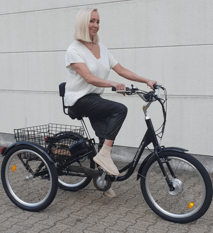Elektro Therapierad Gleichgewichtsproblem Lösung 24 Zoll ElektroDreirad Klapprad Rucklehne PEDELEC 250W bis 25km/h – Bild 1