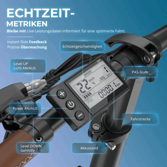 2025 20×3.0Zoll 22.5AH E-Bike Klappräder Elektrofahrrad Pedelec, elektrisches Faltrad 7-Gang City E-Bikes & E-Hollandräder 25 km/h Wasserdicht Schwarz – Bild 7