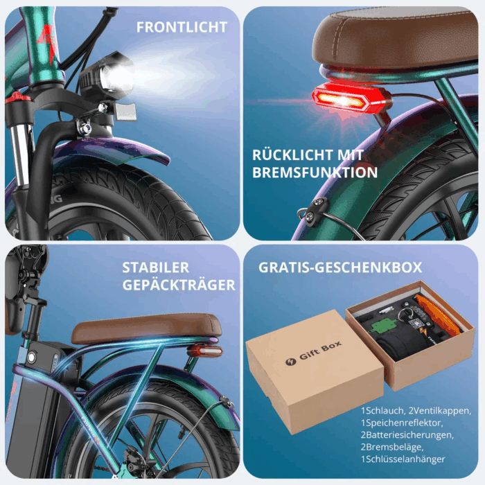 2025 20×3.0Zoll 22.5AH E-Bike Klappräder Elektrofahrrad Pedelec, elektrisches Faltrad 7-Gang City E-Bikes & E-Hollandräder 25 km/h Wasserdicht Schwarz – Bild 8