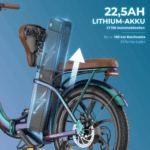 2025 20×3.0Zoll 22.5AH E-Bike Klappräder Elektrofahrrad Pedelec, elektrisches Faltrad 7-Gang City E-Bikes & E-Hollandräder 25 km/h Wasserdicht Schwarz – Bild 4