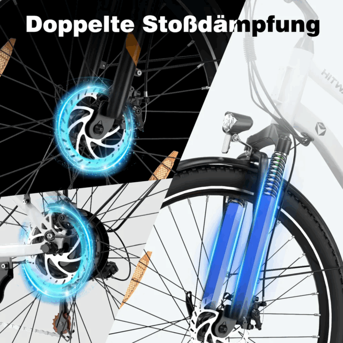 HITWAY E-Bike 28 Zoll Elektrofahrrad, Pedelec 36V/13Ah 468 Wh, MTB,7 Gang, 25km/h, Heckmotor, Kettenschaltung, LCD Display, E-Citybike Damen Herren – Bild 4
