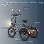 E Bike Dreirad Fat Klapprad E-Bike Lastenfahrrad 20 Zoll 48V 21Ah , Hydraulische Scheibenbremsen Elektrofahrrad, Elektro Lastenfahrrad 180kg Blau – Bild 11