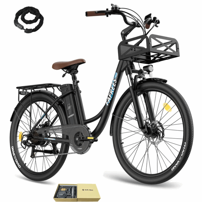 E-Bike 26 Zoll 158 - 198 cm Pannensichere Reifen 36 V 20,3 Ah 730,8 Wh bis zu 160 - 200 km Wasserdicht IP54 mit 7 Gang, Schwarz – Bild 1