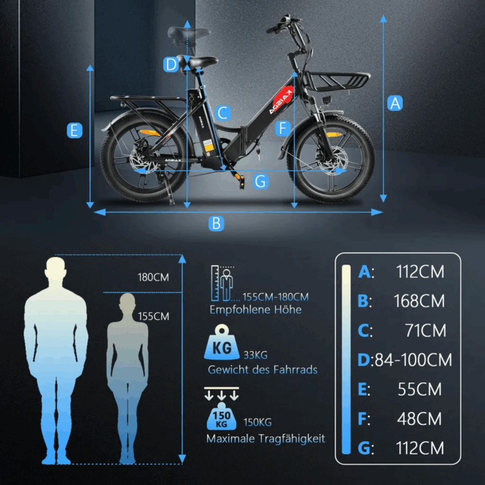 20.8Ah 20 Zoll ebike E-Bike City E-Bikes & E-Hollandräder Elektrofahrrad Tire für Schnee, Stadt, Strand 90KM Reichweite & 150KG Belastung E-Klapprad – Bild 13