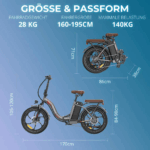 Wichtigste Infos auf einen Blick 🚀 Dein F20+ Pro ist ein echtes Platzwunder! Dank des **schnell faltbaren Rahmens** kannst du es super einfach verstauen und transportieren – ideal für Pendler und kleine Wohnungen. 🔋💨 Erlebe müheloses Fahren mit dem **kraftvollen 250W Motor** und genieße eine beeindruckende Reichweite von **bis zu 200 km** pro Ladung dank der verbesserten **22,5Ah Batterie**! 🏞️🚴‍♀️ Egal ob Stadt, Waldwege oder Strand – die **pannensicheren 20 Zoll Fat Tyres** und die **stoßdämpfende Federgabel** machen dein E-Bike zum vielseitigen Allrounder für komfortable Fahrten auf jedem Untergrund. 🚦🛑 Fahre immer sicher und entspannt, denn dein F20+ Pro ist **voll straßenverkehrstauglich** mit LED-Lichtern und Reflektoren und bietet dir dank der **präzisen Scheibenbremsen** maximale Sicherheit. ✨🎨 Hebe dich ab mit dem einzigartigen Look! Die **innovative Farbwechsel-Lackierung** lässt dein E-Bike je nach Winkel und Licht zwischen Grün, Lila und Blau changieren – ein echter Hingucker! – Bild 10